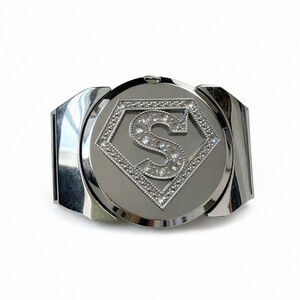 Superman Zippo Lighter Belt Buckle Chrome Rhinestone Logo